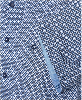 REDMOND Kurzarmhemd blau Schägkaro Print Casual Comfort Fit